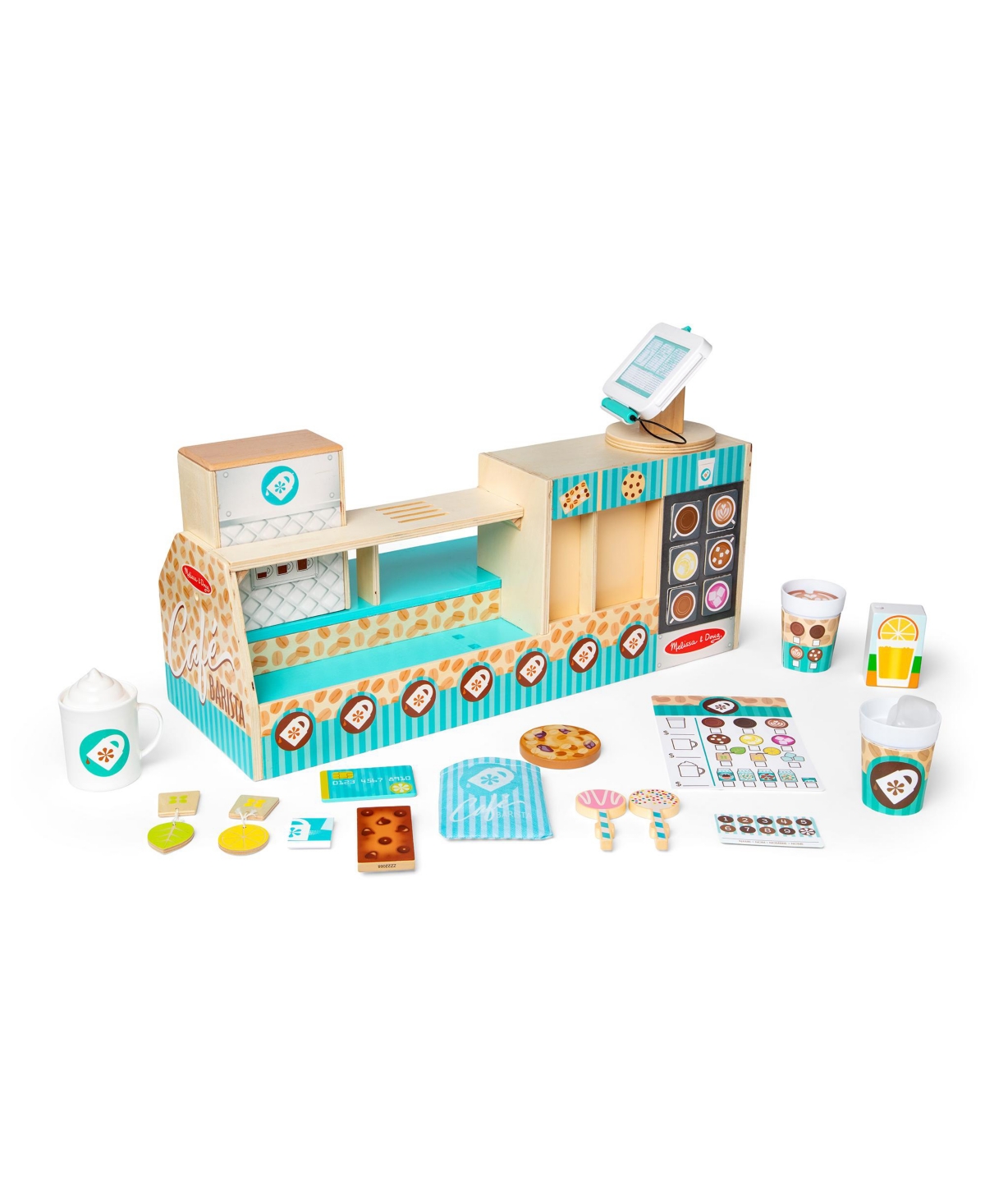 Melissa & Doug Wooden Cafe Barista Coffee Shop 35 Piece Set In Multi
