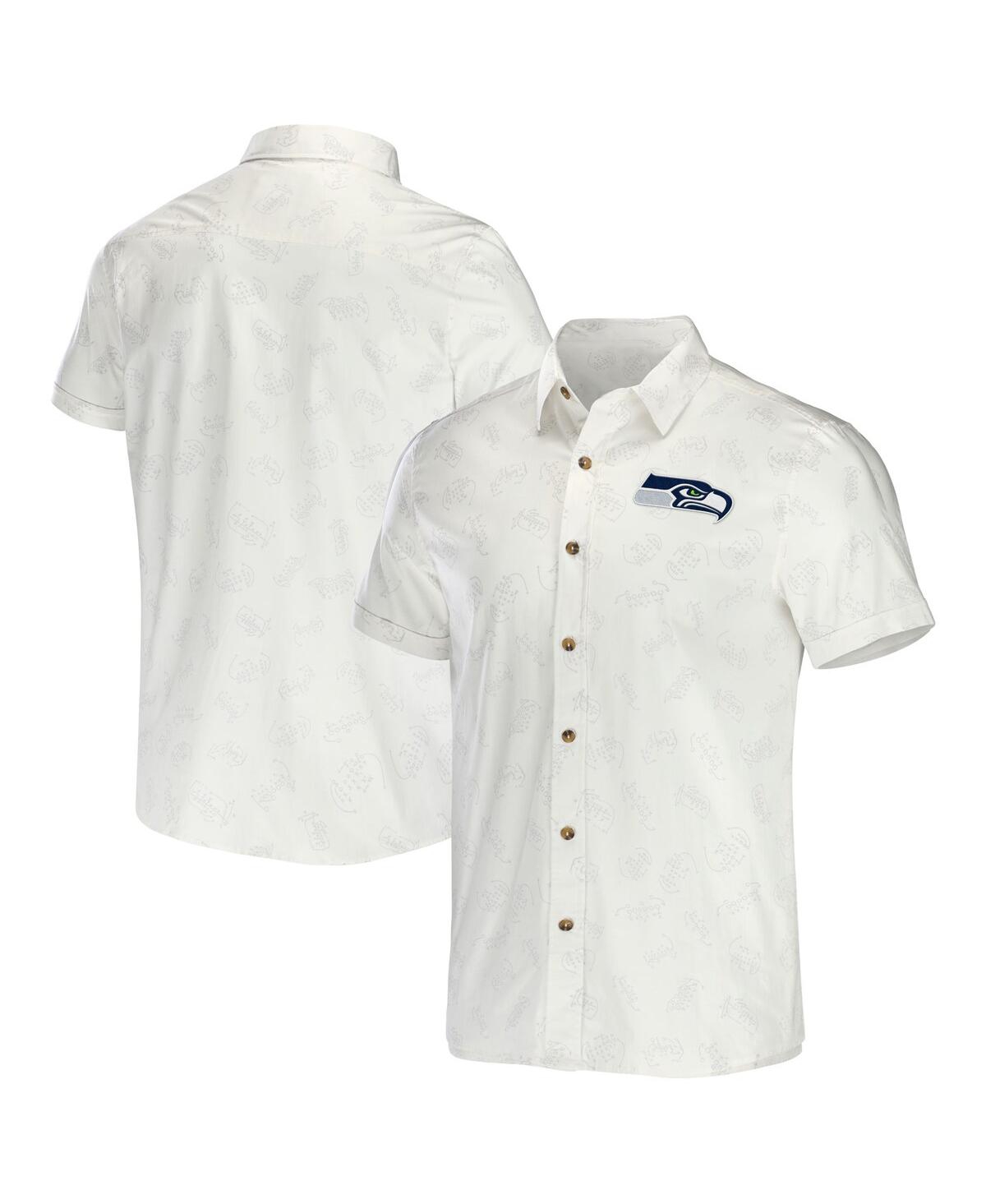 Fanatics Men's Nfl X Darius Rucker Collection By  White Seattle Seahawks Woven Button-up T-shirt