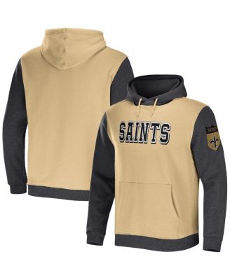Men's NFL x Darius Rucker Collection by Gold, Charcoal New Orleans Saints Colorblock Pullover Hoodie
