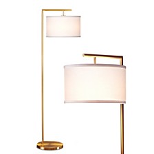 Montage Modern LED Standing Floor Lamp with Arc Hanging Drum Shade Antique - Brass