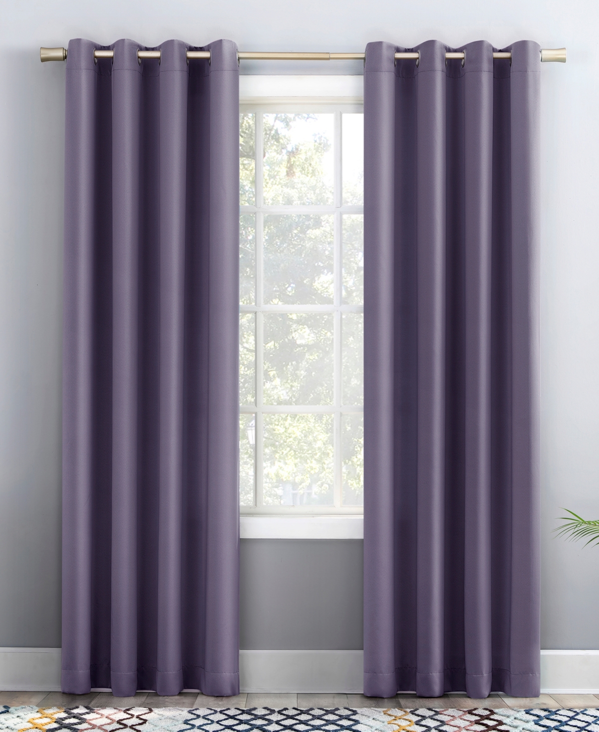 No. 918 Gramercy Solid Grommet Curtain Panel 54" X 95" In Lavender
