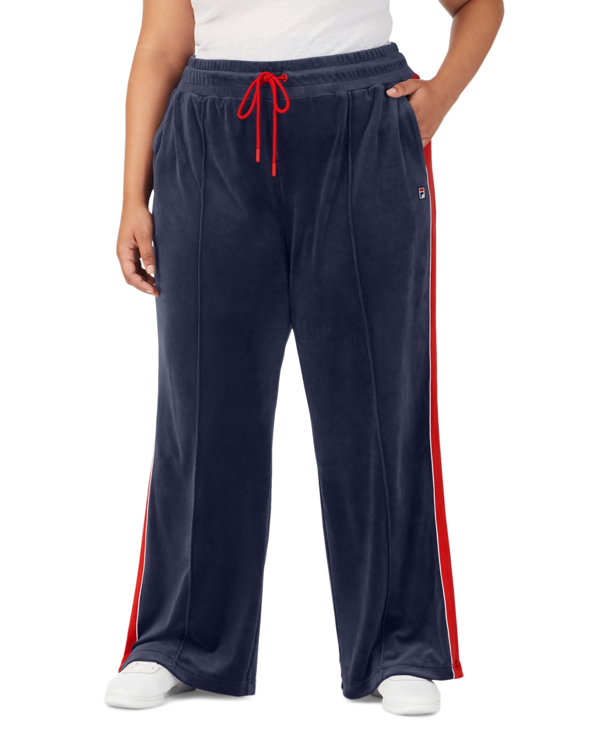 Fila Plus Size Valery Mid-Rise Drawstring Velour Pants
