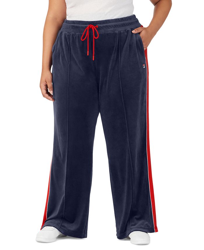 Fila Plus Size Valery Mid-Rise Drawstring Velour Pants - Macy's
