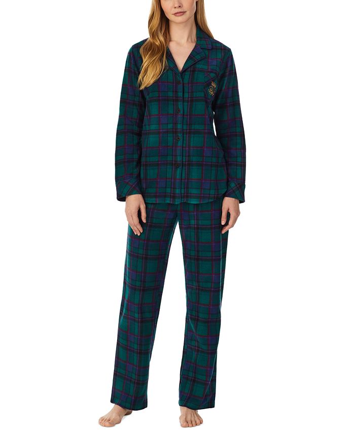 Lauren Ralph Lauren Women's Microfleece Plaid Packaged Pajamas Set - Macy's