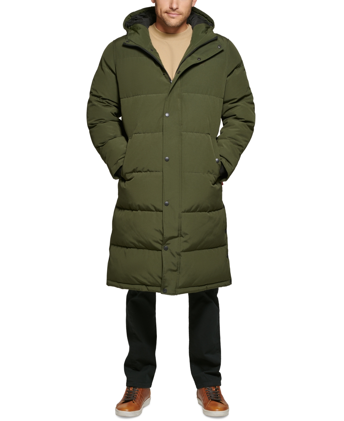 Levi's Men's Quilted Extra Long Parka Jacket - Olive