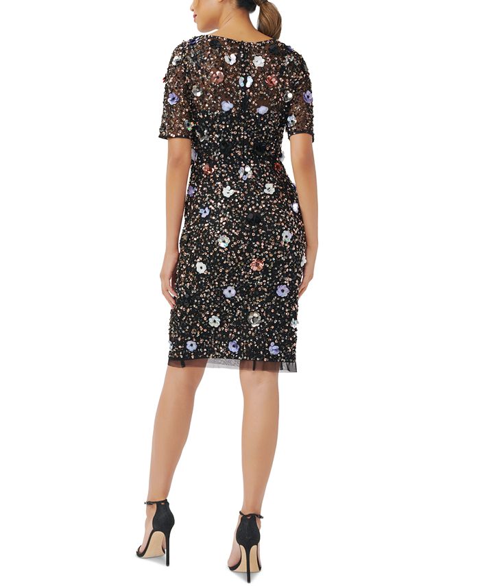 Adrianna Papell Women's Embellished ElbowSleeve Dress Macy's