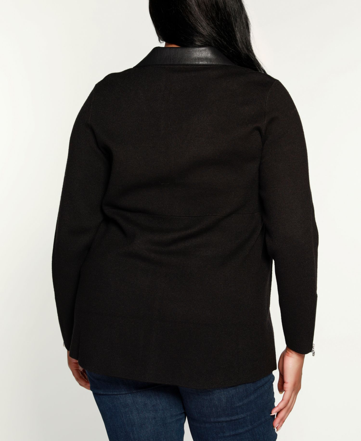 Plus Size Black Label Collared Sweater Jacket