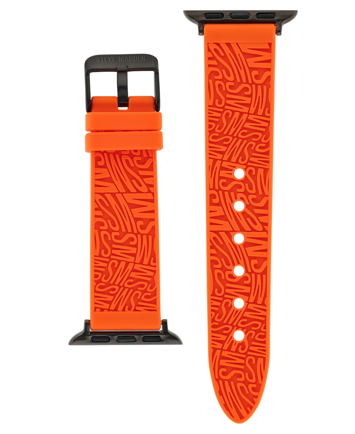 Women's Orange Silicone Debossed Swirl Logo Band Compatible with 42/44/45/Ultra/Ultra 2 Apple Watch - Orange, Black