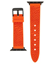 Women's Orange Swirl Logo Silicone Strap Compatible with 38, 40, 41mm Apple Watch
