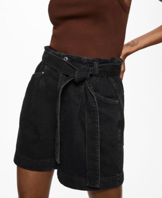 MANGO Women's Paperbag Denim Shorts Macy's