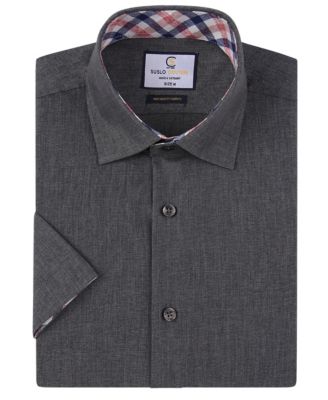 Men's Slim Fit Linen Look Short Sleeve Button Down Shirt