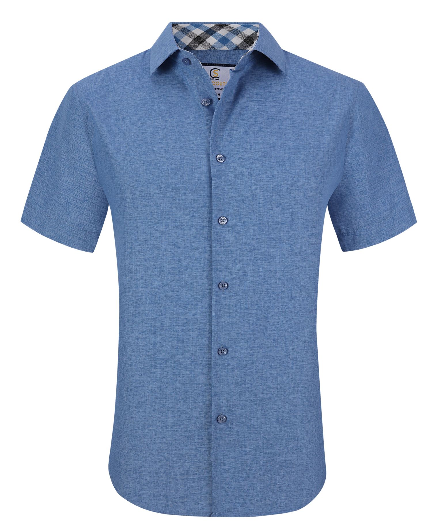 Men's Slim Fit Linen Look Short Sleeve Button Down Shirt
