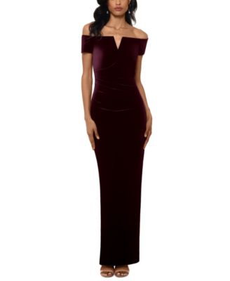 XSCAPE Velvet Off-The-Shoulder Gown 