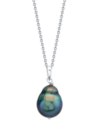 Macy's - Cultured Golden South Sea Pearl (8 - 11mm) 18" Pendant Necklace in Sterling Silver (Also in Cultured Tahitian Baroque Pearl)
