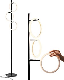 Saturn LED Decor Tree Floor Lamp with 3 Removeable Light Rings - Black