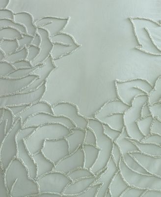 Chenille Rose Green 3 Piece Comforter Set, Full/Queen