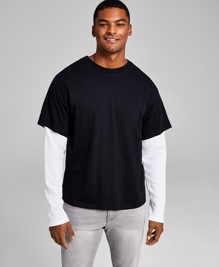 And Now This Men's Oversized-Fit Layered Contrast Long-Sleeve T-Shirt -  Macy's