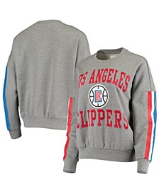 Women's Gray LA Clippers Slouchy Rookie Pullover Sweatshirt