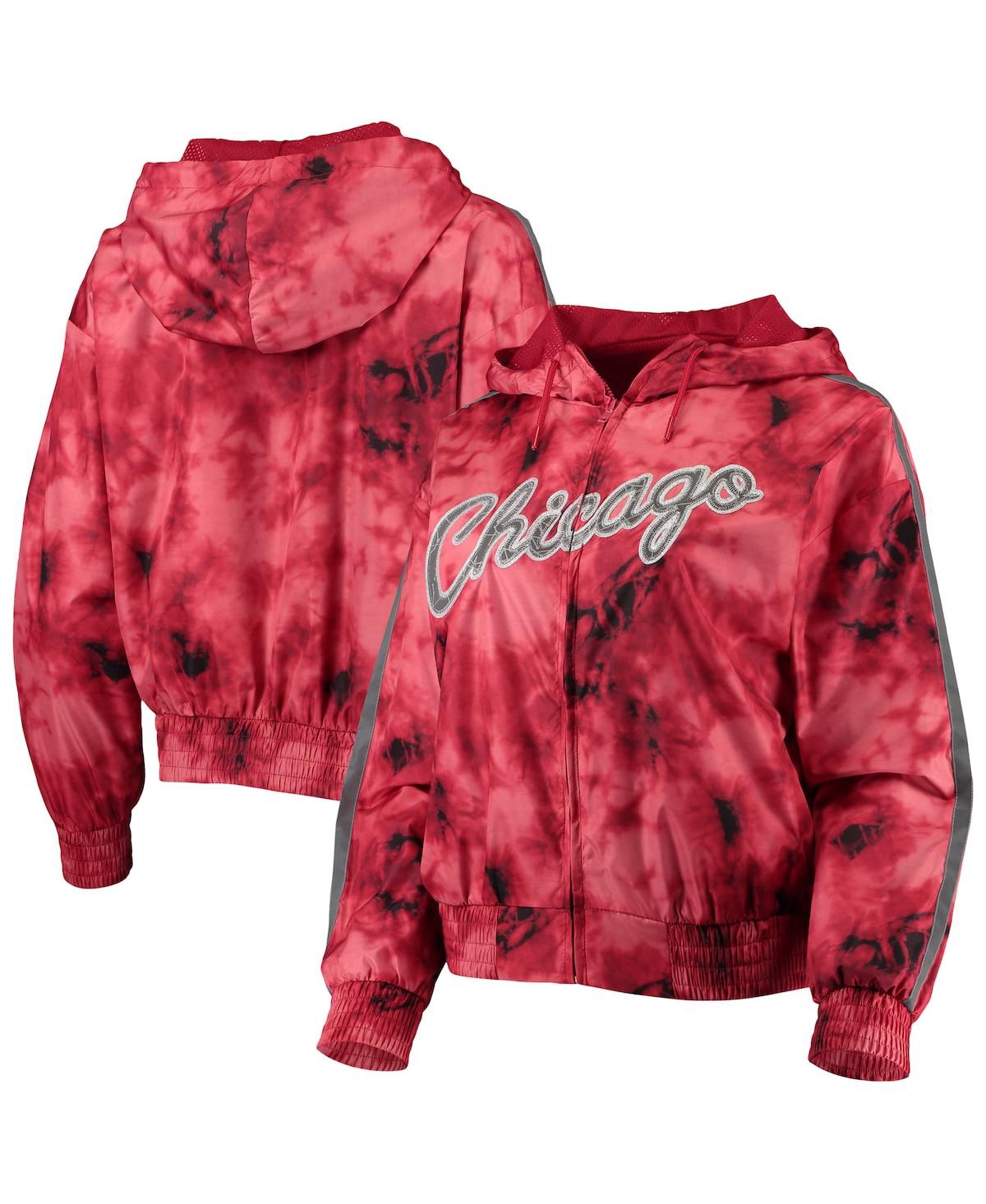 Shop Mitchell & Ness Women's  Red Chicago Bulls Galaxy Sublimated Windbreaker Pullover Full-zip Hoodie Jac