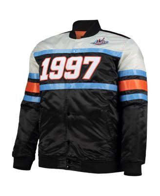 Men's Black Big and Tall Hardwood Classics 1997 NBA All-Star Game Heavyweight Satin Full-Snap Jacket