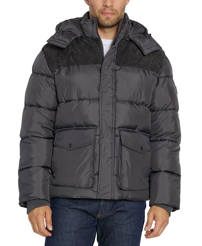 Sean John Men's Cargo Pocket Puffer Jacket with Detachable Hood - Macy's