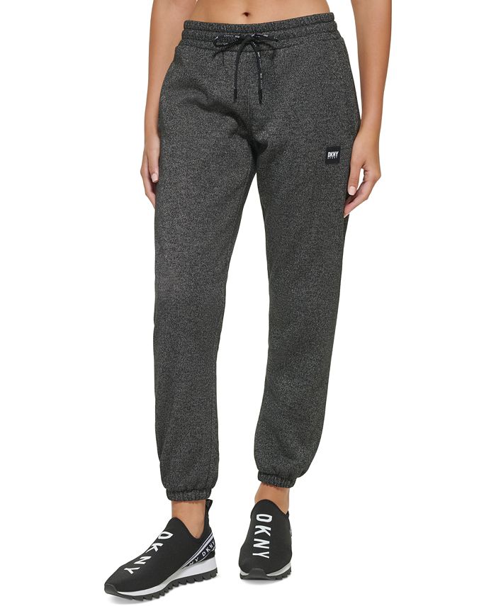 DKNY Women's Fleece Jogger Sweatpant with Pockets, Black, Small
