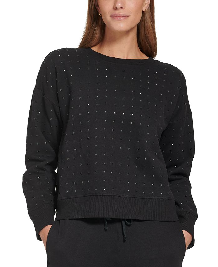DKNY Women s Active Embellished Dropped Shoulder Top Macy s