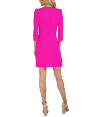 Women's Puffed-Shoulder Twist-Front Dress