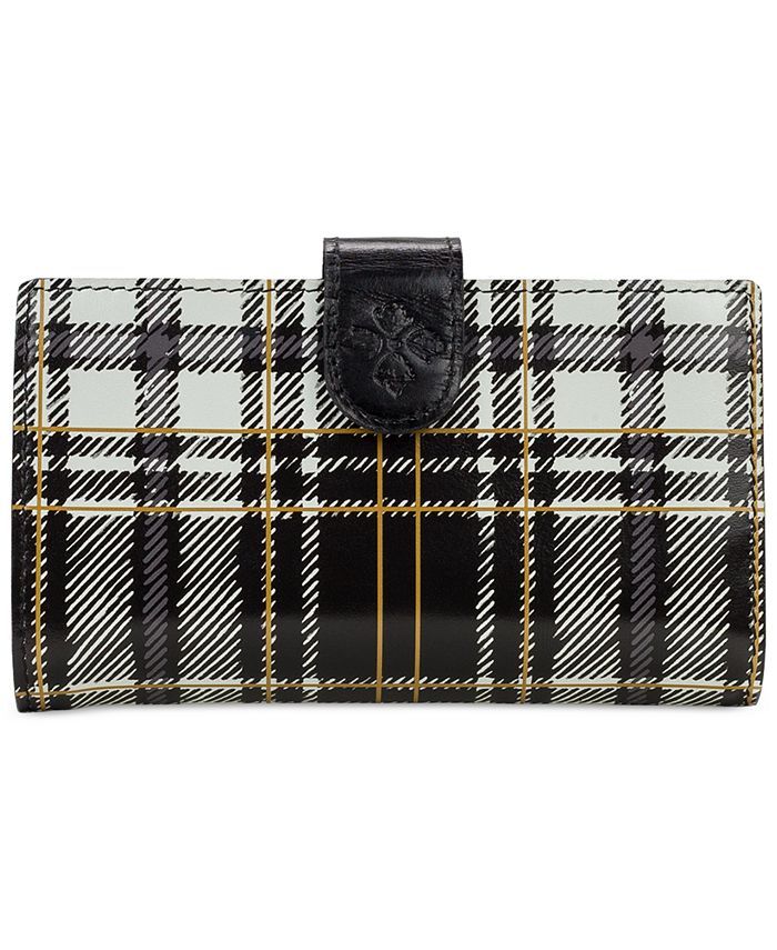 Burberry Patent Leather Plaid Print Wallet