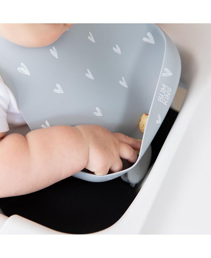Bumkins Baby Girls Heart Printed Easy Pick Up Silicone Bib