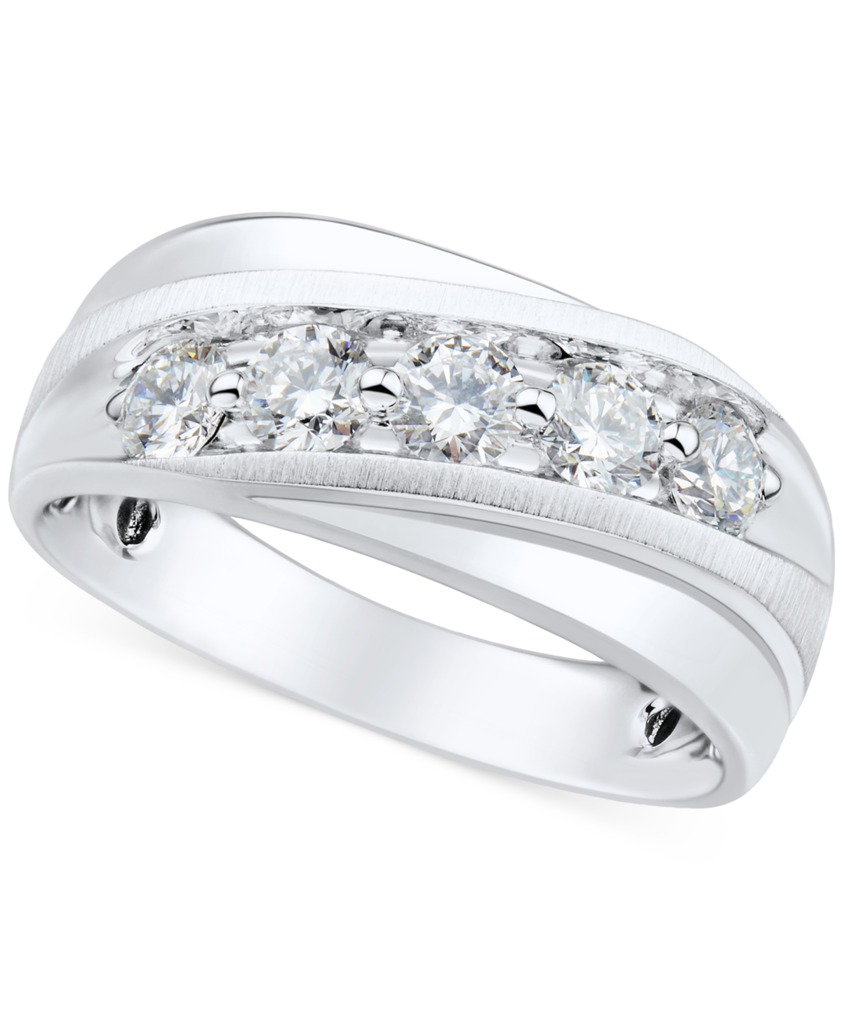 Grown With Love Men's Lab Grown Diamond Diagonal Band (1 ct. t.w.) in 10k Gold - White Gold