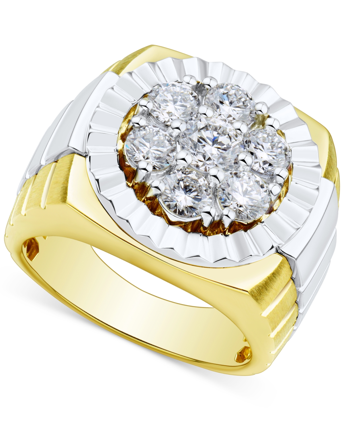 Men's Lab Grown Diamond Cluster Ring (2 ct. t.w.) in 10k Two-Tone Gold - Two-Tone