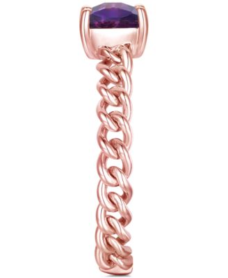 Amethyst Solitaire Chain Link Ring (7/8 ct. t.w.) in 14k Rose Gold-Plated Sterling Silver (Also in Blue Topaz, Emerald, Sapphire and Ruby)