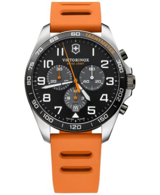 Victorinox - Men's Chronograph FieldForce Sport Orange Rubber Strap Watch 42mm