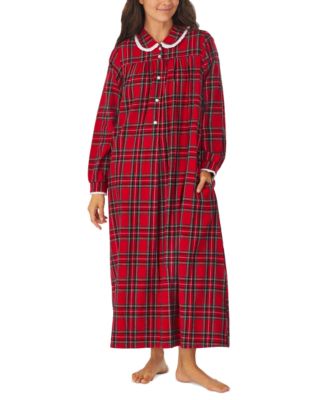Cotton Lace-Trim Flannel Nightgown