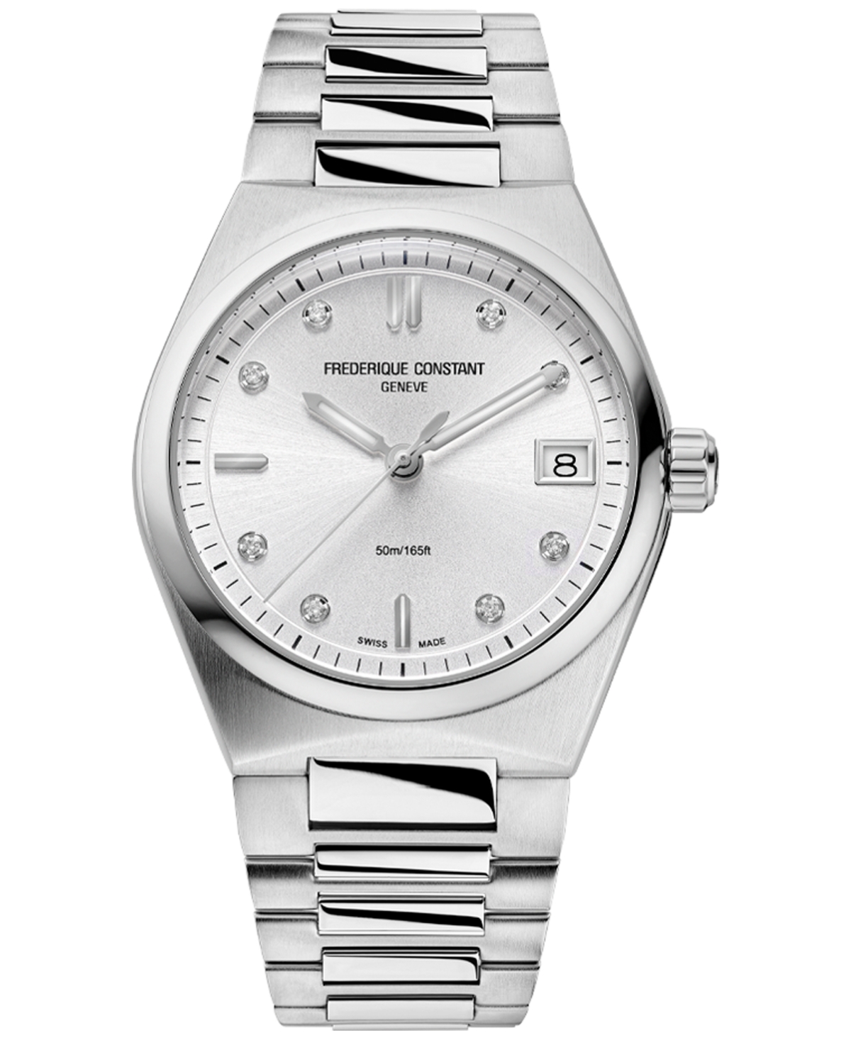 Frederique Constant Women's Swiss Highlife Diamond (1/20 Ct. T.w.) Stainless Steel Bracelet Watch 31mm In Silver-tone