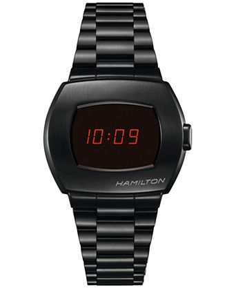 Men's Swiss Digital American Classic PSR Digital Quartz Black PVD Stainless Steel Bracelet Watch 35x41mm