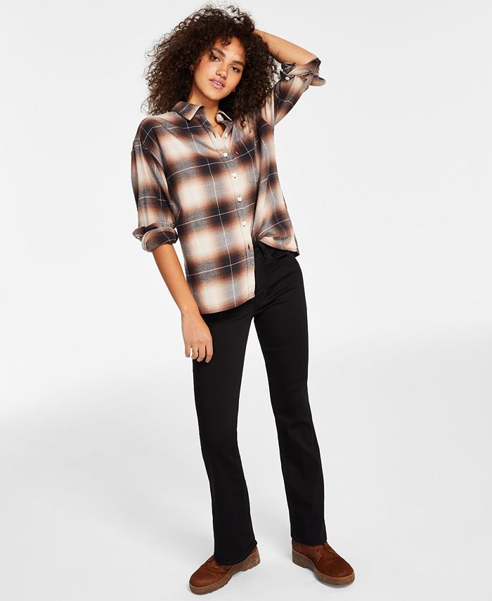 Levi's Women's Davy Flannel Shirt & 726 Flare-Leg Denim Jeans & Reviews -  All Juniors' Clothing - Juniors - Macy's