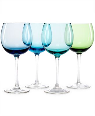 The Cellar - Glassware, S/4 Assorted Blue Wine Glasses