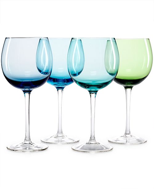 The Cellar CLOSEOUT! Set of 4 Assorted Blue Wine Glasses & Reviews