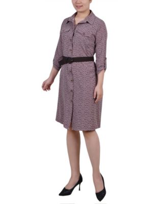 Women's 3/4 Roll Tab Sleeve Shirt Dress