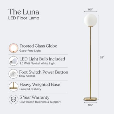 Luna 65" LED Standing Floor Lamp with Globe Shade