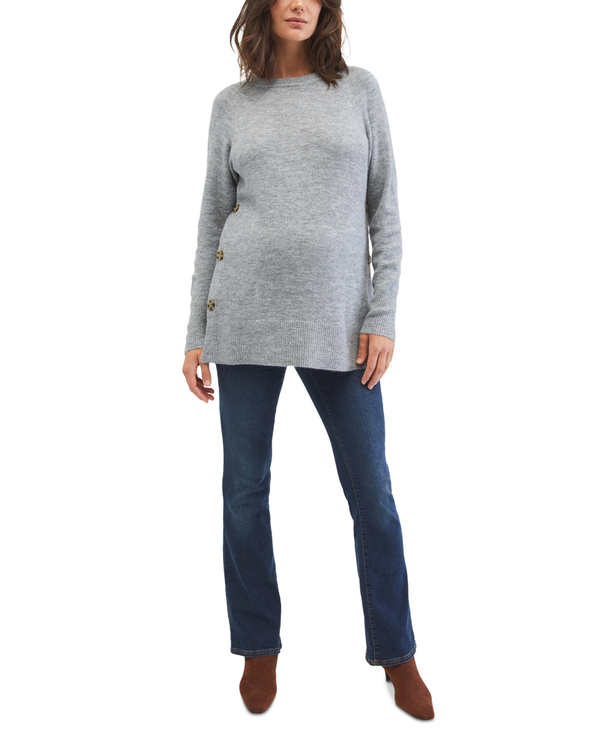 MOTHERHOOD MATERNITY CREWNECK TUNIC MATERNITY SWEATER 