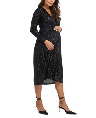 Pietro Brunelli Sequin Long-Sleeve Midi Maternity Dress - Macy's