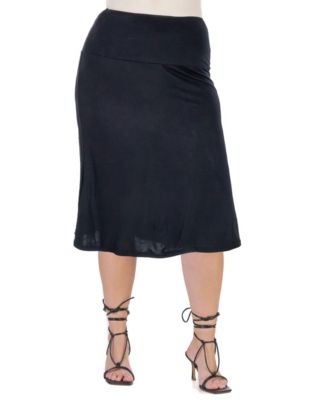 24seven Comfort Apparel Plus Size A-line Elastic Waist Skirt & Reviews ...