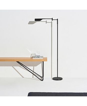 Brightech Leaf LED Pharmacy Floor Lamp with Adjustable Neck - Black ...