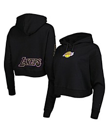 Women's Black Los Angeles Lakers Classic Fleece Cropped Pullover Hoodie