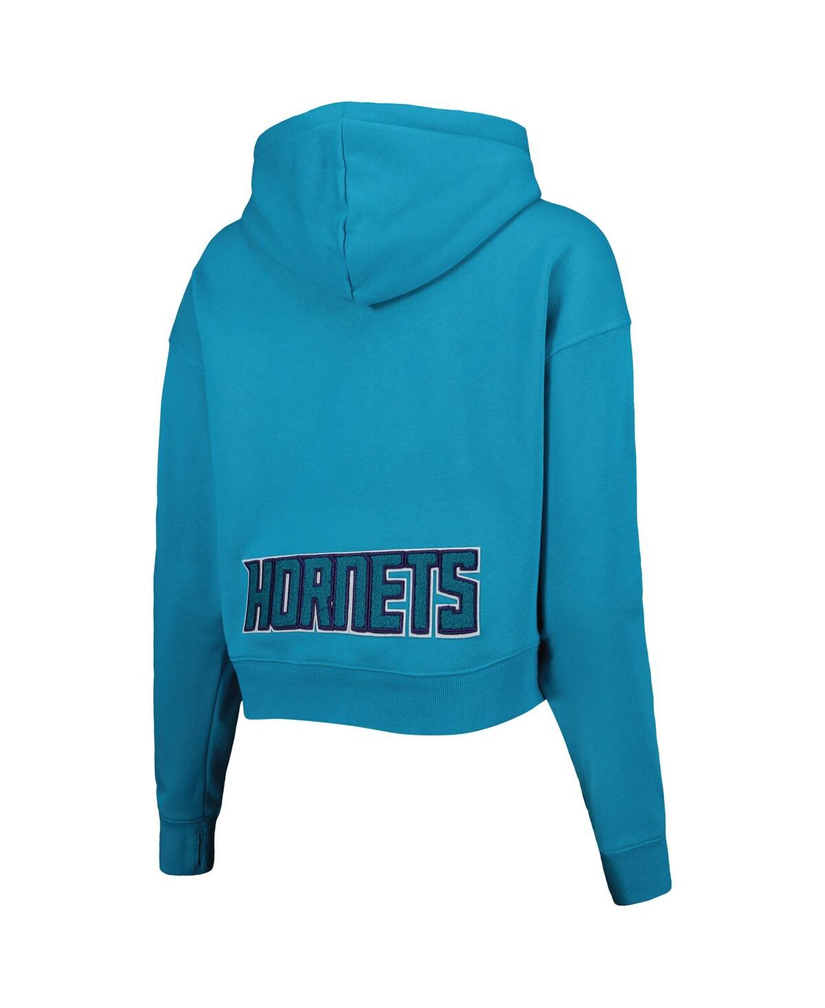 Shop Pro Standard Women's  Teal Charlotte Hornets Classic Fleece Cropped Pullover Hoodie