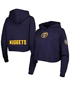 Women's Navy Denver Nuggets Classic Fleece Cropped Pullover Hoodie