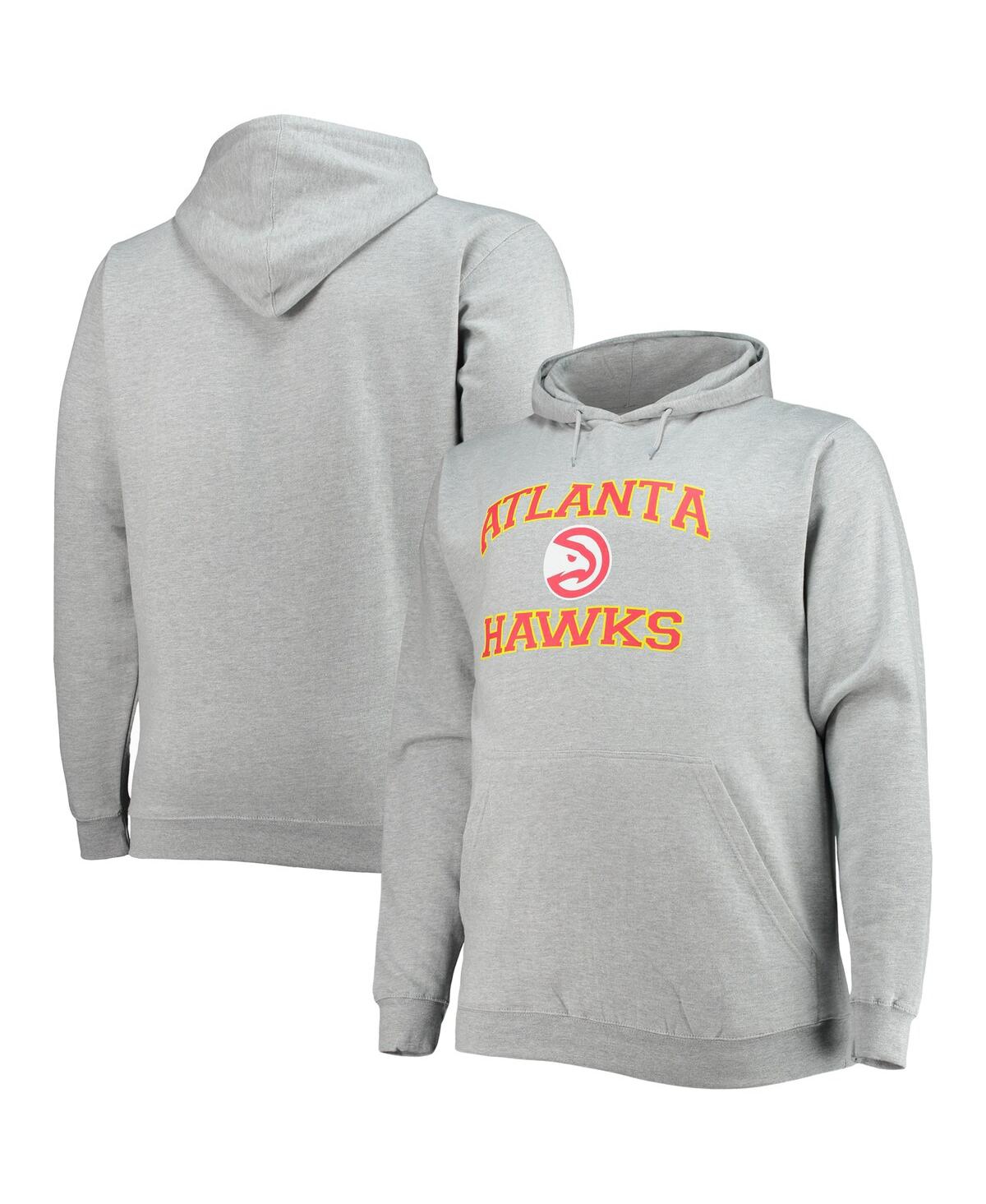 Profile Men's Heathered Gray Atlanta Hawks Big And Tall Heart And Soul Pullover Hoodie In Heathered Gray